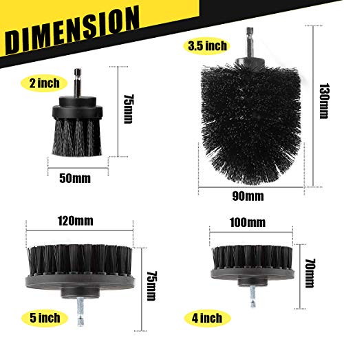 SAFETYON Cepillo de Taladro Eléctrico 4 Pieces Multifuncional Brocha para Limpiar Baño, Piso, Azulejo, Cocina (Negro)