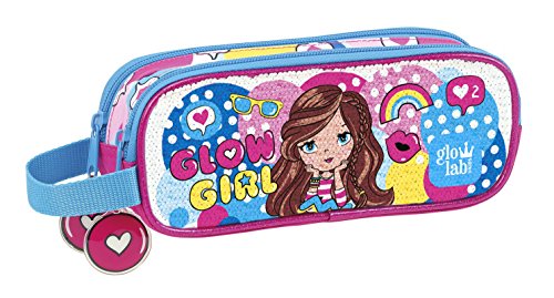 Safta Estuche Glowlab "Sequins" Oficial Escolar 210x60x80mm