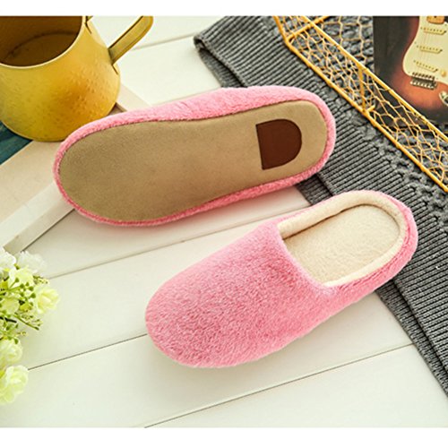SAGUARO Mujer Hombres Zapatillas Otoño Invierno Interior Casa Caliente Slippers Suave Algodón Zapatilla Pareja Zapatos, 35/36 EU=36/37 CN Rosa
