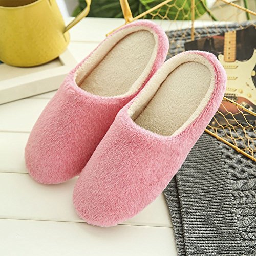 SAGUARO Mujer Hombres Zapatillas Otoño Invierno Interior Casa Caliente Slippers Suave Algodón Zapatilla Pareja Zapatos, 35/36 EU=36/37 CN Rosa