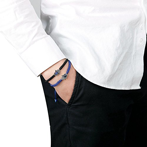 sailimue 9 Piezas Pulseras Hombre Mujer Unisex Pulseras Rojas Negro Azul Pulseras Amigas Mal de Ojo