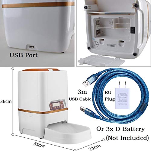 Sailnovo Dispensador Automático 6L de 4 Comidas Diarias para Mascotas Perros y Gatos, Comedero Automático con Grabación de Voz, Temporizador, Detección de Infrarrojos, Consumo de Energía Bajo