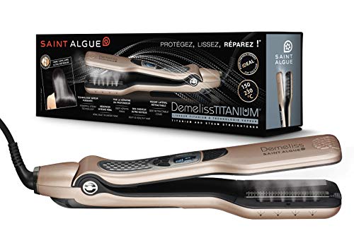SAINT ALGUE Demeliss Liberty - Cepillo Alisador Profesional Inalámbrico de Cerámica, Ideal para Viajes y para Todo Tipo de Cabello, 200 ° de Temperatura, Recargable con Cable USB - Dorado/Negro
