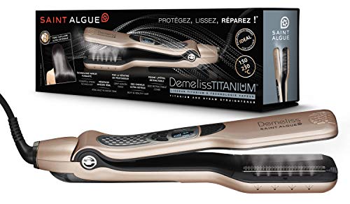 SAINT ALGUE Demeliss Liberty - Cepillo Alisador Profesional Inalámbrico de Cerámica, Ideal para Viajes y para Todo Tipo de Cabello, 200 ° de Temperatura, Recargable con Cable USB - Dorado/Negro