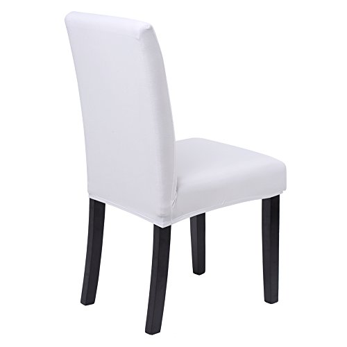 SaintderG® Fundas para sillas Pack de 4 Fundas sillas Comedor, Lavable Extraíble Funda, Muy fácil de Limpiar, Duradera Modern Bouquet de la Boda, Hotel, Decor Restaurante (Blanco, Pack de 4)