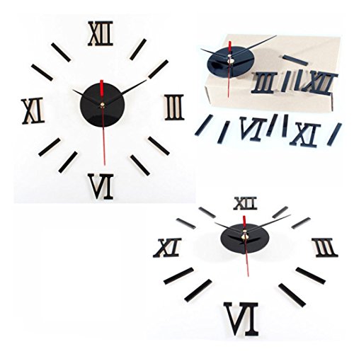 saisiyiky Reloj de Pared 3D con números Adhesivos DIY Bricolaje Moderno decoración Adorno para hogar y Oficina Etiqueta de Pegatina de Pared Desmontable acrílico Reloj Decorativo Espejo 3D