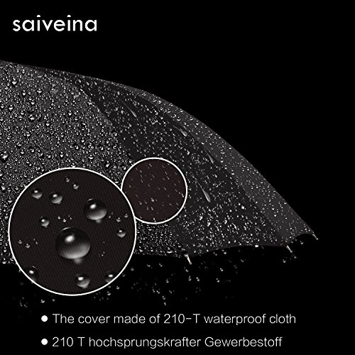 Saiveina Paraguas Caballero Grande Clásico antiviento, 16 Varillas, Teflón T190, mango de espuma, muy fuerte-Negro