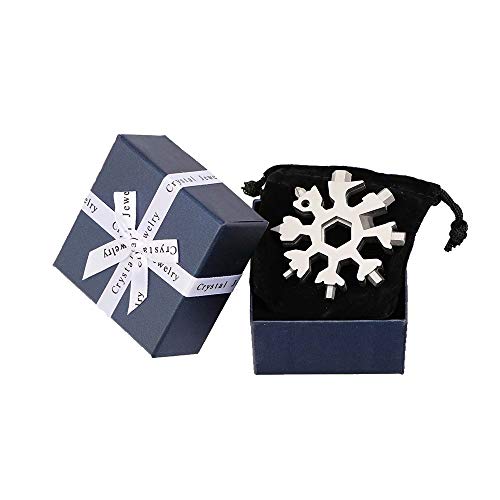 Saker - Herramienta multifunción (18 en 1, acero inoxidable, con caja de regalo), diseño de copos de nieve