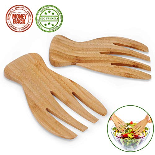 Salad Servers - Juego de 2 pinzas de madera para servir servir ensalada, pasta, frutas, ideal para la cocina
