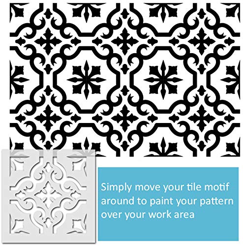 Salamanca Azulejo Patrón Plantilla,Marroquí,Arabesco,Añadidas Pintado Azulejo Patrones para Paredes, Suelos y Muebles, Decoración Hogar Plantilla - L/30X30CM