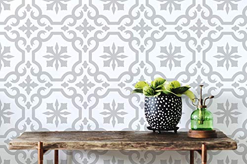 Salamanca Azulejo Patrón Plantilla,Marroquí,Arabesco,Añadidas Pintado Azulejo Patrones para Paredes, Suelos y Muebles, Decoración Hogar Plantilla - L/30X30CM