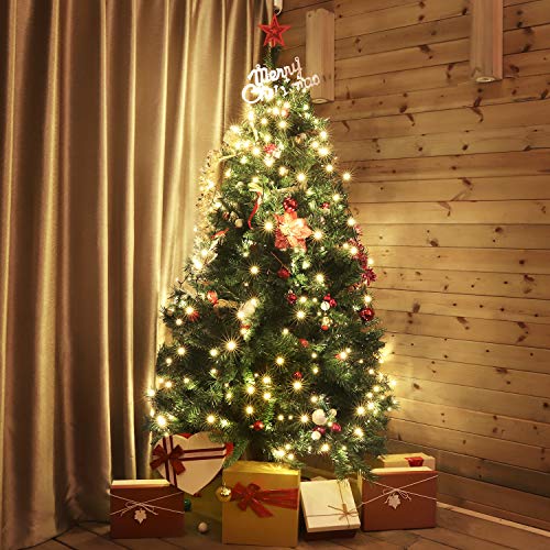 SALCAR Árbol de Navidad de 180 cm, Árbol Artificial con 580 Puntas, ignífugo, Abeto, construcción rápida Incl. Soporte para árbol de Navidad, Navidad decoración Verde 1.8 m