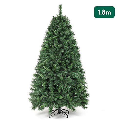 SALCAR Árbol de Navidad de 180 cm, Árbol Artificial con 580 Puntas, ignífugo, Abeto, construcción rápida Incl. Soporte para árbol de Navidad, Navidad decoración Verde 1.8 m