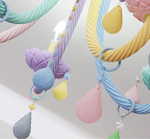 Sallypan Modern Sweet Sweet Chandeliers E14 Macaron Colorido Droplight Niños Dormitorio Princesa Decoración Lustre Lámpara de Cristal,5head