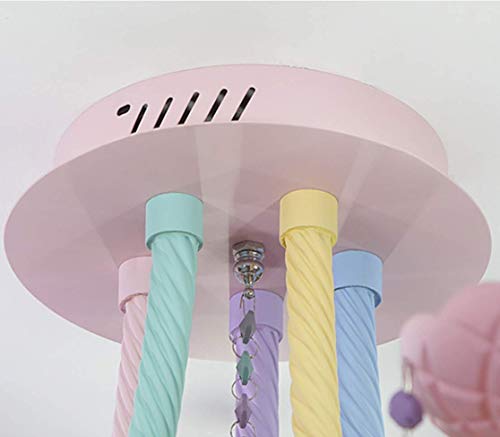 Sallypan Modern Sweet Sweet Chandeliers E14 Macaron Colorido Droplight Niños Dormitorio Princesa Decoración Lustre Lámpara de Cristal,5head