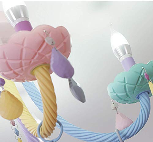 Sallypan Modern Sweet Sweet Chandeliers E14 Macaron Colorido Droplight Niños Dormitorio Princesa Decoración Lustre Lámpara de Cristal,5head