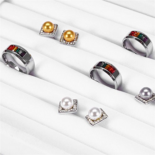 Salmue Caja de Exhibición de los Anillos, Bandeja de Exhibición de Anillos Organizador de Joyas Caja de Aretes Almacenamiento de la Caja para 7 Ranuras Pueden almacenar 50-70 Anillos (2#)