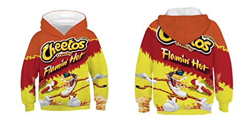 Salsa de Chocolate Papas Fritas Fideos Ramen Alimentos de impresión en 3D Sudaderas Niños Adolescentes Niños Niñas Sudadera Pullover Niños Orange 14