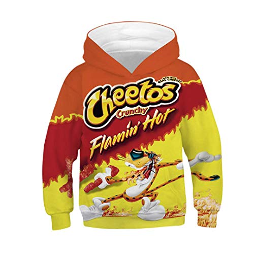Salsa de Chocolate Papas Fritas Fideos Ramen Alimentos de impresión en 3D Sudaderas Niños Adolescentes Niños Niñas Sudadera Pullover Niños Orange 14