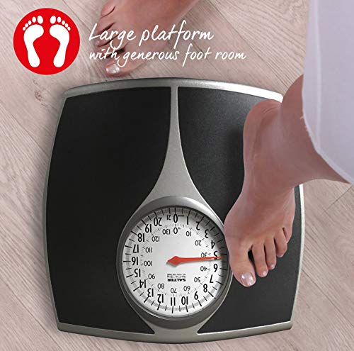 Salter Speedo Báscula Mecánica de Baño, Balanza Dial Analógico Fácil de Leer, Pesaje Rápido y Preciso, Plataforma de Metal Resistente, Gran Capacidad en Kg/Ib, Sin botones ni Pilas