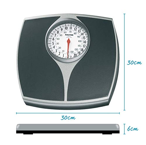 Salter Speedo Báscula Mecánica de Baño, Balanza Dial Analógico Fácil de Leer, Pesaje Rápido y Preciso, Plataforma de Metal Resistente, Gran Capacidad en Kg/Ib, Sin botones ni Pilas
