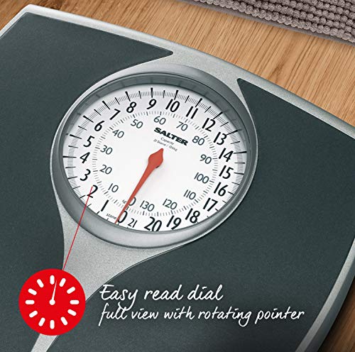 Salter Speedo Báscula Mecánica de Baño, Balanza Dial Analógico Fácil de Leer, Pesaje Rápido y Preciso, Plataforma de Metal Resistente, Gran Capacidad en Kg/Ib, Sin botones ni Pilas