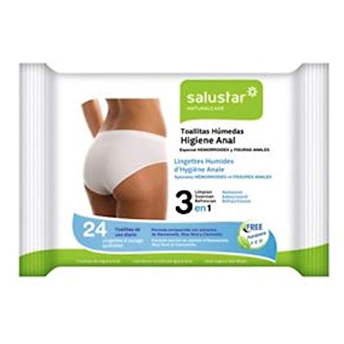 SALUSTAR Toallitas Higiene Anal 24U.Especial Hemorroides, Neutro, Medio