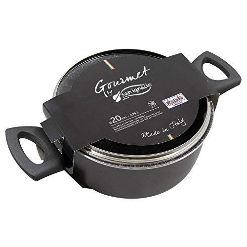 San Ignacio PK1625 Batería 6 Piezas Gourmet (4 cuerpos, 2 Tapas) más Utensilios de Cocina: Espumadera, rasera, Cuchara y cazo-colección Toledo, Aluminio