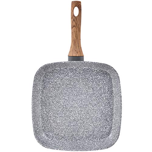 San Ignacio Set 2 Sartenes 18/22 y Asador Grill 28 x 28 cm, Daimiel, Aluminio Forjado, Inducción