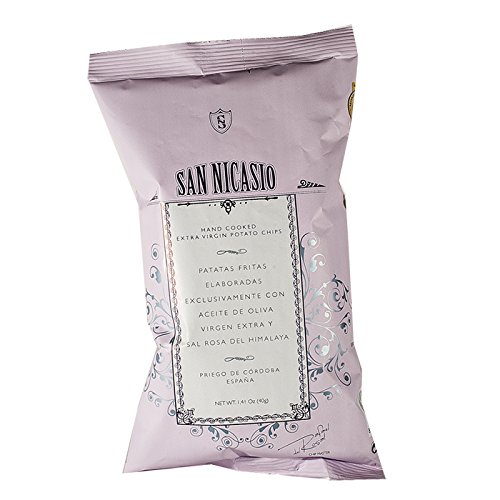 San Nicasio Patatas Fritas [Pack 24 x 40 g] en Aceite de Oliva Virgen Extra con Sal Rosa del Himalaya