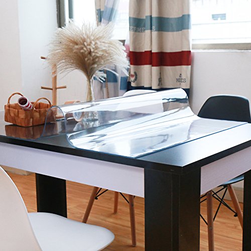 SANDM Espesado de manteles de PVC Impermeable, Rectángulo de manteles plásticos Vidrio Blando Transparente Resistente al Desgaste Fácil Lavar el Mantel Cocina-1.0mm 90X160cm(35x63inch)