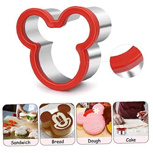 Sándwiches Cortador Cortador de Galleta de Mickey Mouse de la categoría alimenticia del Acero Inoxidable de la Galleta del Molde Cortador de Galletas para los niños