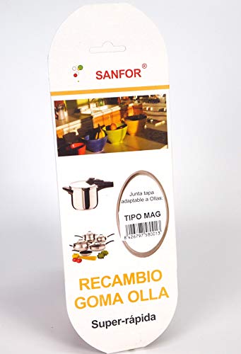 Sanfor Junta de Goma de Sellado para Tapa rápida Adaptable a Olla a presión Magefesa | Caucho | Blanca | 22 x 22 x 2 cm