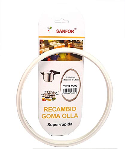 Sanfor Junta de Goma de Sellado para Tapa rápida Adaptable a Olla a presión Magefesa | Caucho | Blanca | 22 x 22 x 2 cm