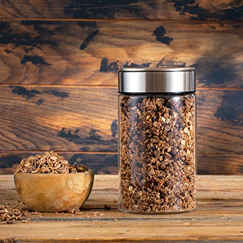 Santai Living Alimentos Contenedor de Vidrio Caja de Almacenamiento de Cocina Contenedor Dispensador con Tapa hermética (1100 ML)