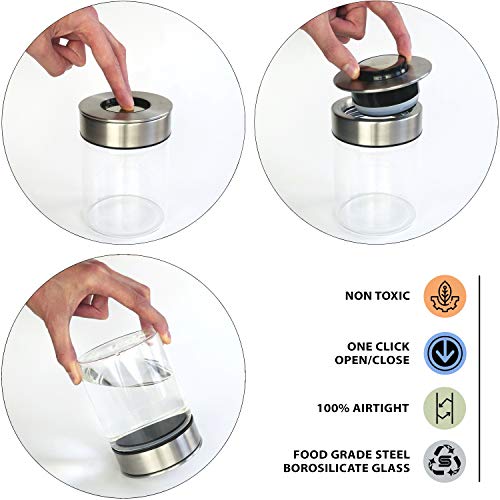Santai Living Alimentos Contenedor de Vidrio Caja de Almacenamiento de Cocina Contenedor Dispensador con Tapa hermética (1100 ML)