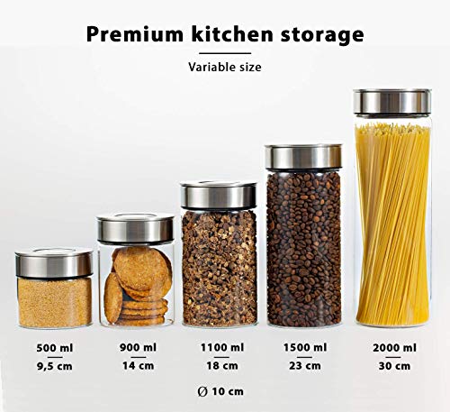 Santai Living Alimentos Contenedor de Vidrio Caja de Almacenamiento de Cocina Contenedor Dispensador con Tapa hermética (1100 ML)