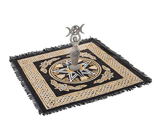 Sarimoire Altar de tela estatua de la diosa espiral triple de la luna Wicca Pentagram del pentáculo colgante altar Suministros Kit