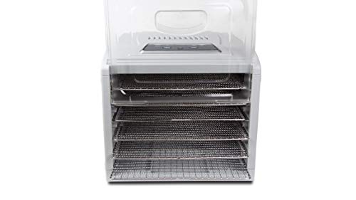 Saro 432-1000 VeggyDry (secador de Frutas y Verduras, deshidratador, regulador de Temperatura, Pantalla LED, Temporizador, 6 Rejillas sin BPA), Color Blanco, plástico