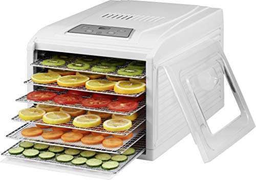 Saro 432-1000 VeggyDry (secador de Frutas y Verduras, deshidratador, regulador de Temperatura, Pantalla LED, Temporizador, 6 Rejillas sin BPA), Color Blanco, plástico