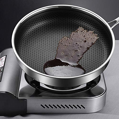SartéN Antiadherente 28cm Antiadherente Sartén con Tapa de Acero Inoxidable Tortilla Fry Pan for cocción de Las Verduras Filetes Adecuado para La Cocina Diaria (Color : Silver, Size : 28cm)