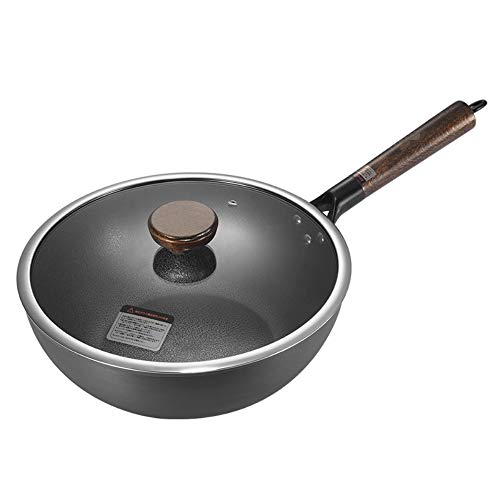 SartéN Antiadherente 30cm Cocinar Pan con ayudante manija Antiadherente sartén sartén for cocinar Comidas Adecuado para La Cocina Diaria (Color : Black, Size : 30cm)