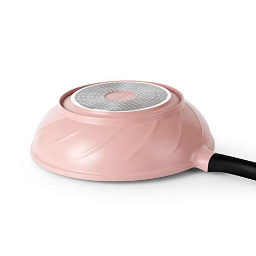 SartéN Antiadherente 32cm Antiadherente sartén sartén Cocinar la Cacerola for cocinar for freír Fácil Limpieza Adecuado para La Cocina Diaria (Color : Pink, Size : 32cm)