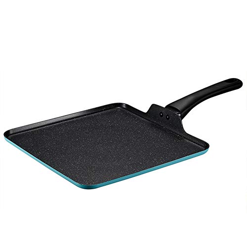 Sartén antiadherente Cuadrada Para crepera aluminio, panqueque, carne, pizza, Fabricante de tortilla con mango de baquelita sartén multifunción,Blue
