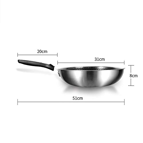 SartéN Antiadherente Freír sartén Antiadherente de 31 cm Abierto sartén for cocinar for freír Fácil Limpieza Adecuado para La Cocina Diaria (Color : Silver, Size : 31cm)
