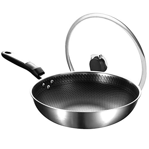 SartéN Antiadherente Freír sartén Antiadherente de 31 cm Abierto sartén for cocinar for freír Fácil Limpieza Adecuado para La Cocina Diaria (Color : Silver, Size : 31cm)