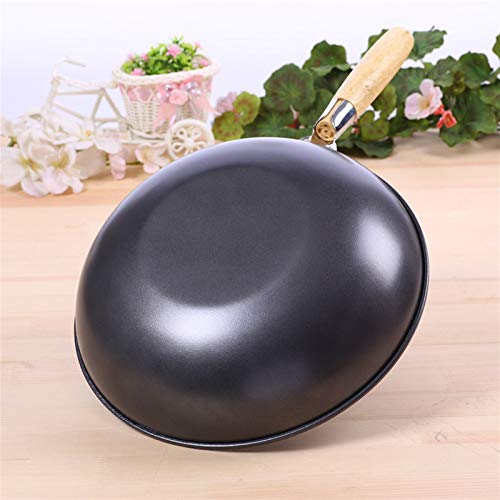 Sartén casero de gama alta antiadherente de 30 cm mango de madera tradicional Wok Súper costo-efectivas huevos revueltos Pan-libres wok Sartenes (Color : 30cm)