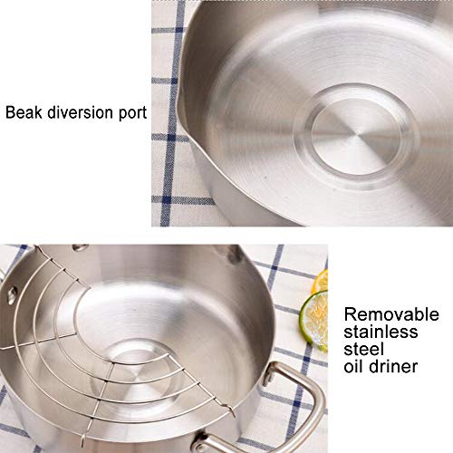 Sartén con termómetro de acero inoxidable olla freidora antiadherente con drenador tempura freidora utensilios de cocina,A