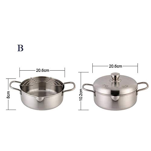 Sartén con termómetro de acero inoxidable olla freidora antiadherente con drenador tempura freidora utensilios de cocina,A