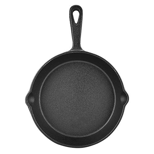 Sartén de hierro fundido - 16 cm 20 cm Sartén de hierro fundido vintage Sartén quemada Antiadherente Buen efecto de aislamiento Fácil de limpiar(20cm)